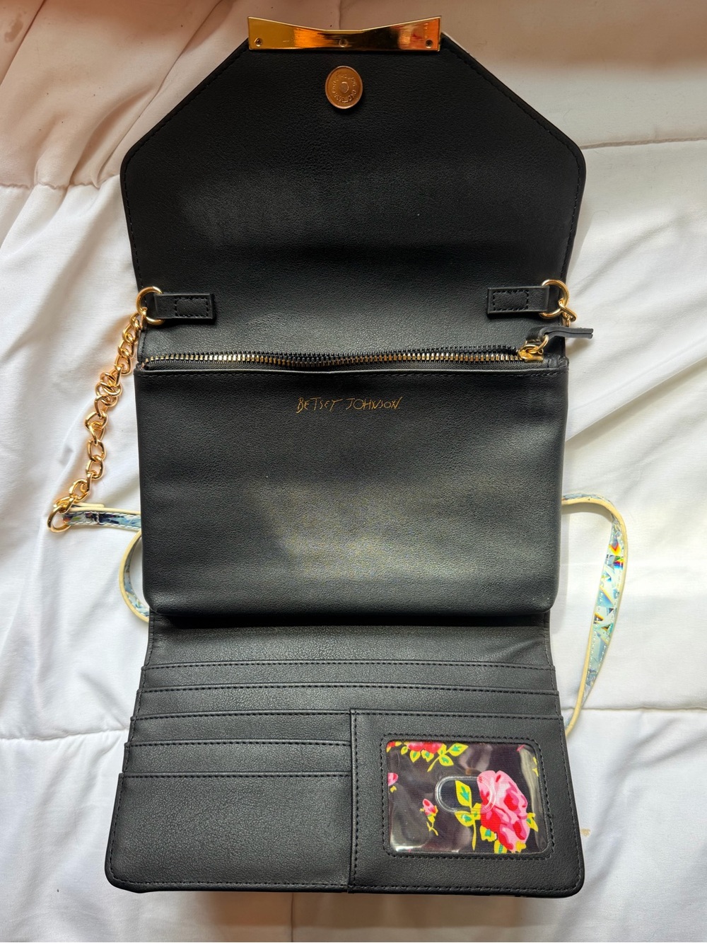 Betsey Johnson Diamond Sparkle Prismatic Geometric Diamond Wallet Crossbody Bag - Picture 4 of 5